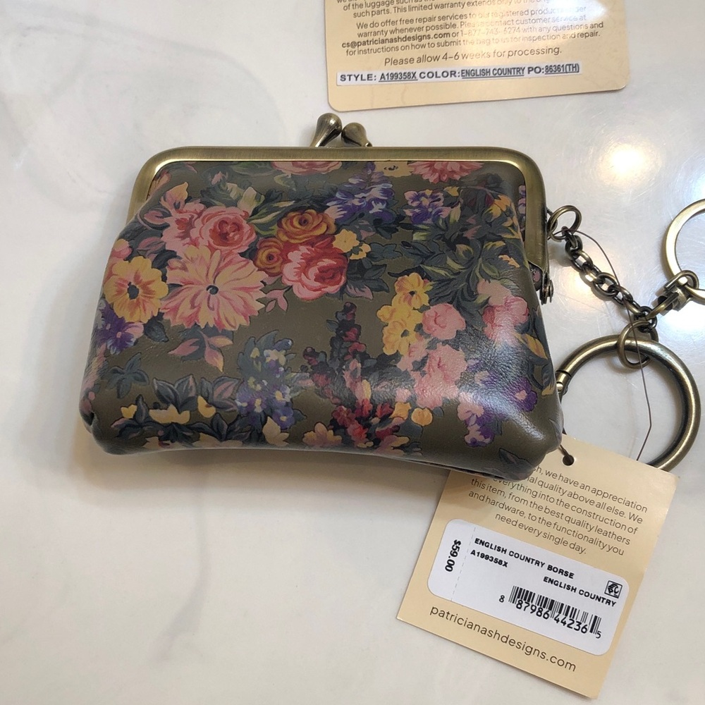 Patricia Nash Borse Leather Coin Purse English Country Print NWT & Card - Picture 8 of 16